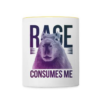 Wut Konsumiert Mich TLustiges Wasserschwein Alberner Humor - Tasse zweifarbig - Weiß/Gelb - Vorne