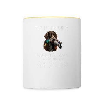 German Longhair I Hunting Dog Pointing Dog Motif for - Contrasting Mug - white/yellow - Front