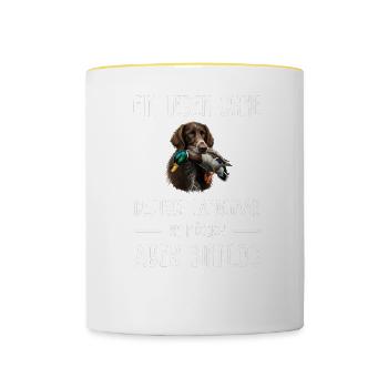 German Longhair I Hunting Dog Pointing Dog Motif for - Contrasting Mug - white/yellow - Front
