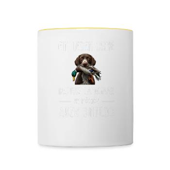 German Longhair I Hunting Dog Pointing Dog Motif for - Contrasting Mug - white/yellow - Front