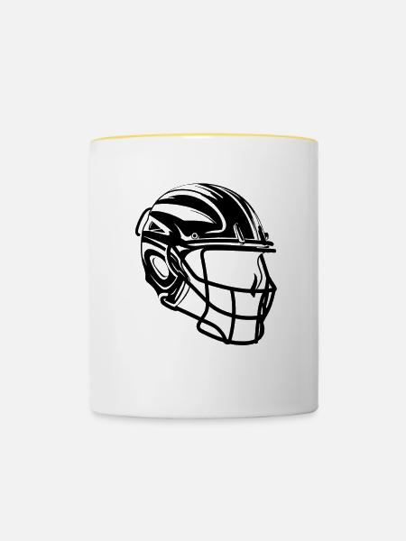 Lacrosse Helm Zeichnung - Tasse zweifarbig - Weiß/Gelb