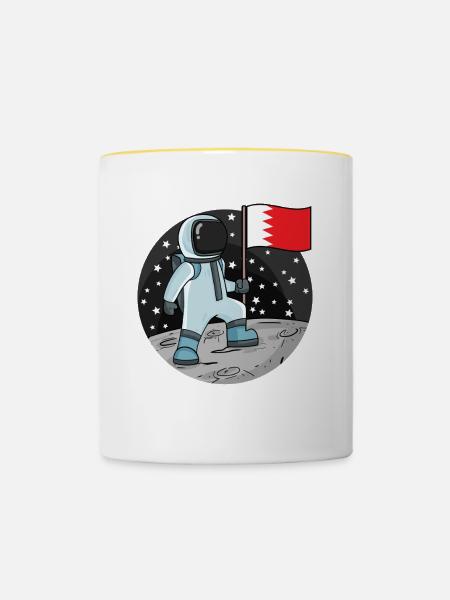 Astronaut Fahne Bahrain - Tasse zweifarbig - Weiß/Gelb