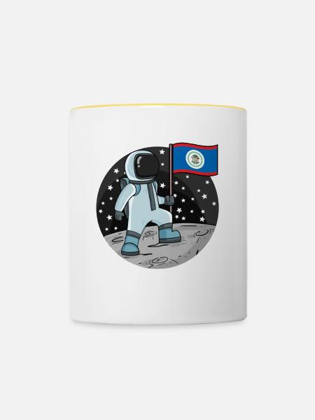 Astronaut Fahne Belize - Tasse zweifarbig - Weiß/Gelb
