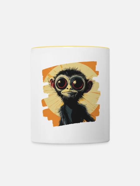 Affe - Tasse zweifarbig - Weiß/Gelb