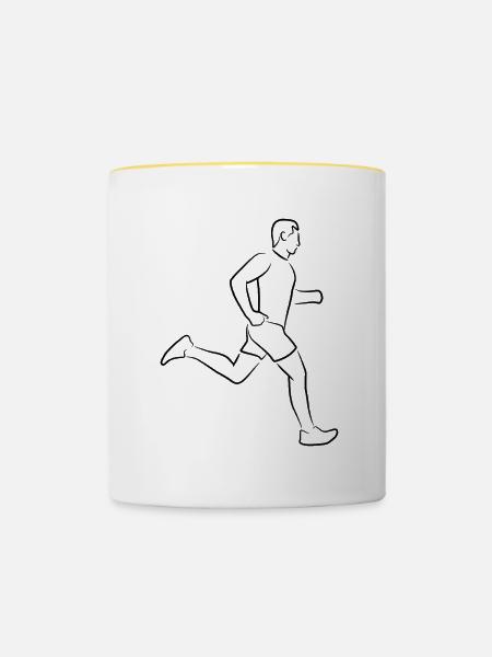 Läufer Junge - Tasse zweifarbig - Weiß/Gelb