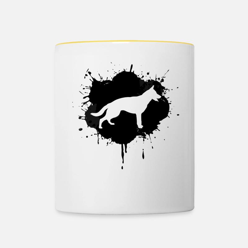 German Shepherd Sketch - Contrasting Mug - white/yellow