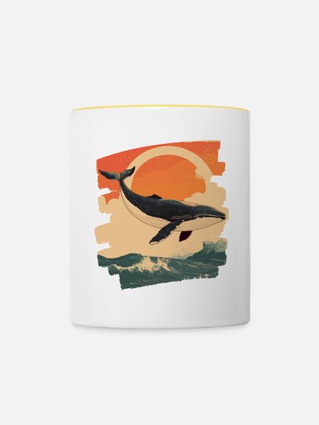 Walfisch - Tasse zweifarbig - Weiß/Gelb