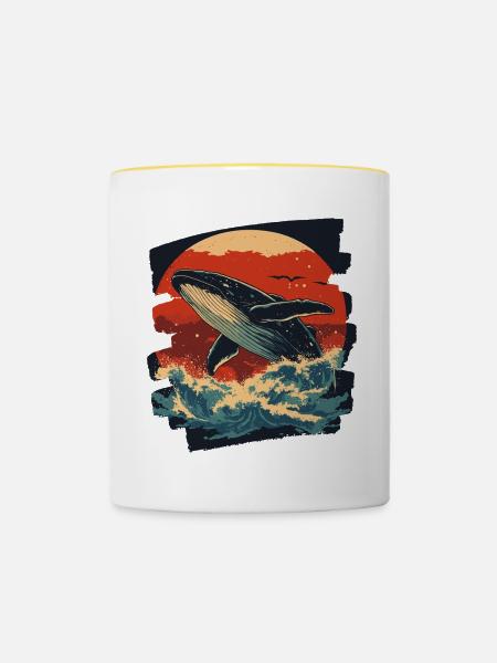 Walfisch - Tasse zweifarbig - Weiß/Gelb