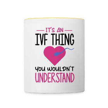 Surrogate Mother IVF Transfer Day - Contrasting Mug - white/yellow - Front
