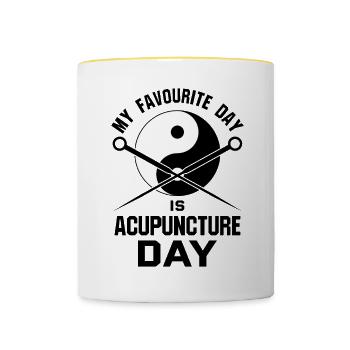Acupuncturist Gifts Design Chinese Medicine - Contrasting Mug - white/yellow - Front