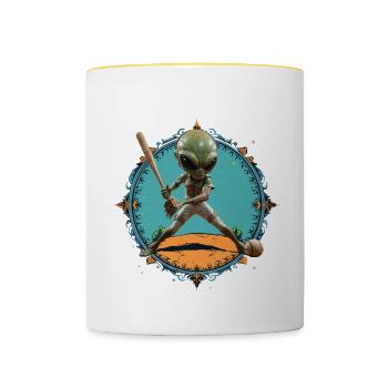 ET in Baseball - Contrasting Mug - white/yellow - Front
