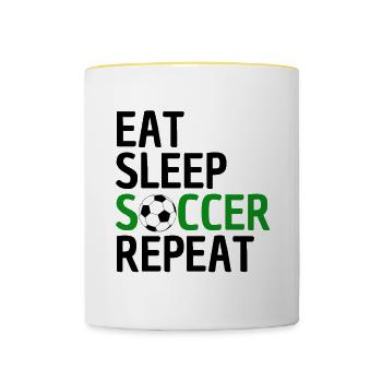 Funny Soccer Design Soccer Lovers - Contrasting Mug - white/yellow - Front