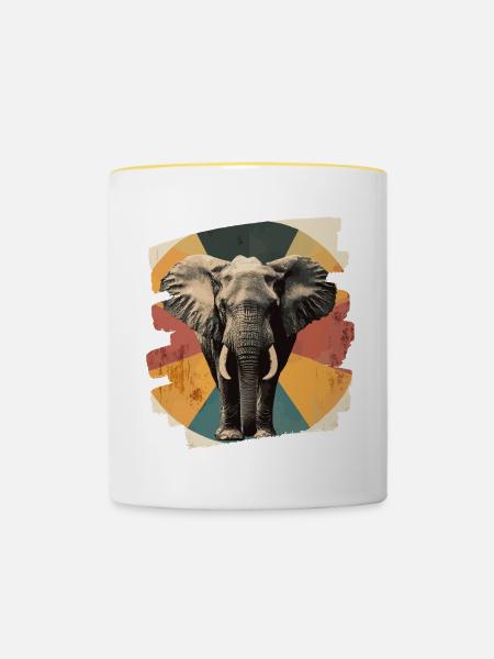 Elefant - Tasse zweifarbig - Weiß/Gelb