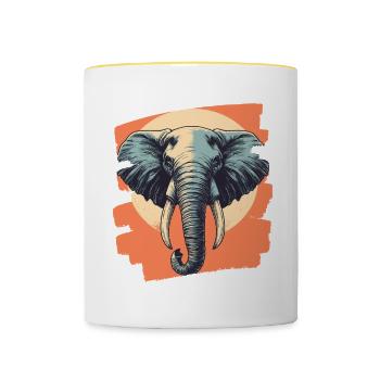 Elefant - Tasse zweifarbig - Weiß/Gelb - Vorne