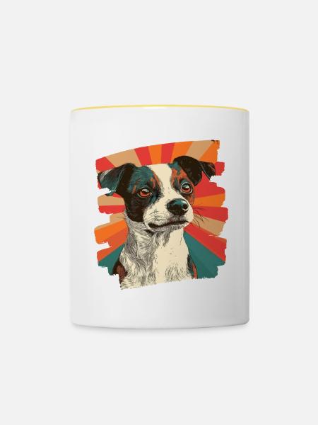 Jacky Russell - Tasse zweifarbig - Weiß/Gelb