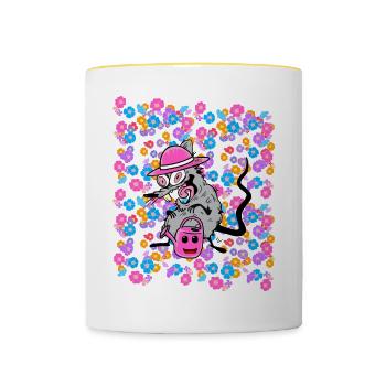 Printemps Eté Jardin Rat Enfants Enfant Années 80 90 - Mug contrasté - blanc/jaune - Devant