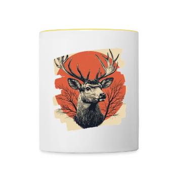 Deer with antlers - Contrasting Mug - white/yellow - Front