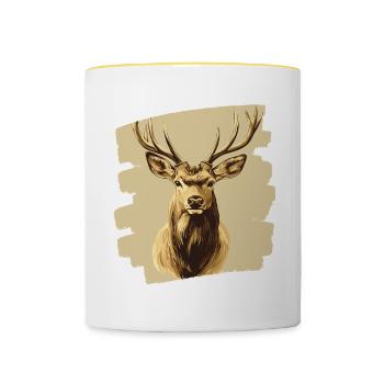 Deer with antlers - Contrasting Mug - white/yellow - Front