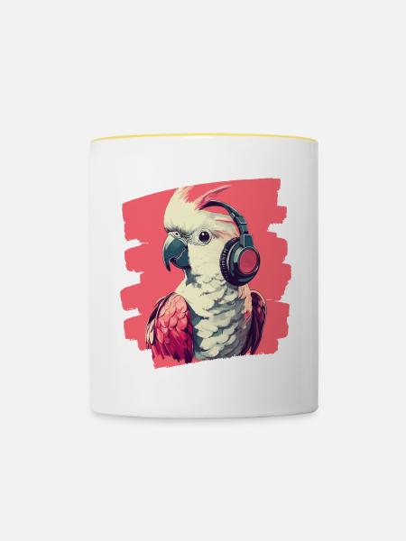 Kakadu - Tasse zweifarbig - Weiß/Gelb