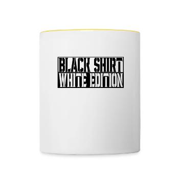 Chemise noire édition blanche Spruch Trend Modern - Mug contrasté - blanc/jaune - Devant