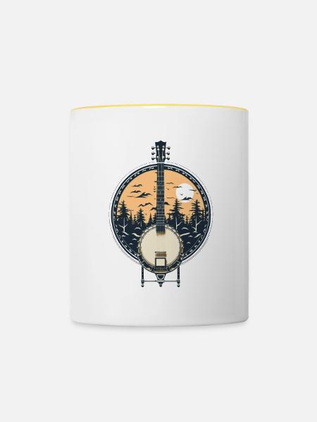 Banjo Grafik - Tasse zweifarbig - Weiß/Gelb