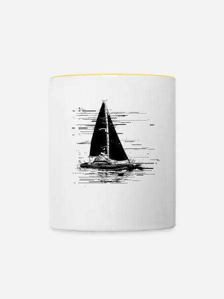 Segeln - Tasse zweifarbig - Weiß/Gelb