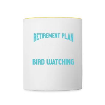 Bird Watching Cute Bird Lover - Contrasting Mug - white/yellow - Front