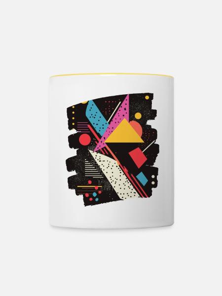 80s - Tasse zweifarbig - Weiß/Gelb