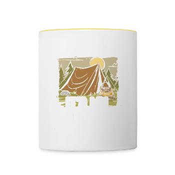 Camping Campfire Camper - Tasse zweifarbig - Weiß/Gelb - Vorne