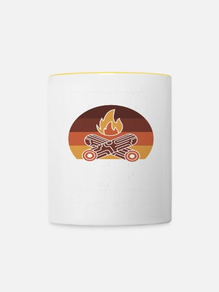 Camping Campfire Camper - Tasse zweifarbig - Weiß/Gelb