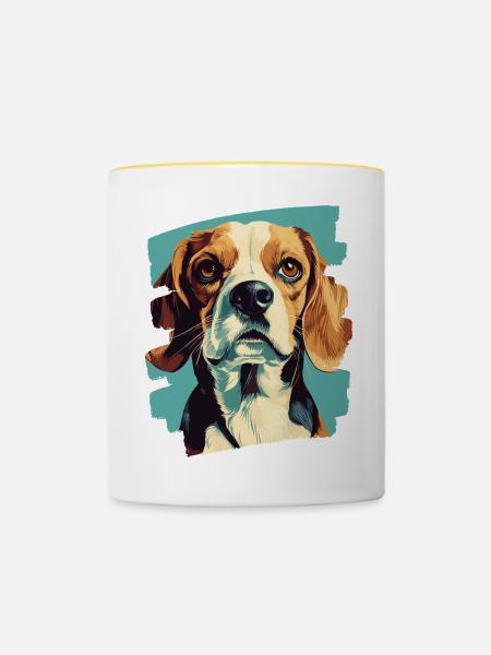 Beagle - Tasse zweifarbig - Weiß/Gelb