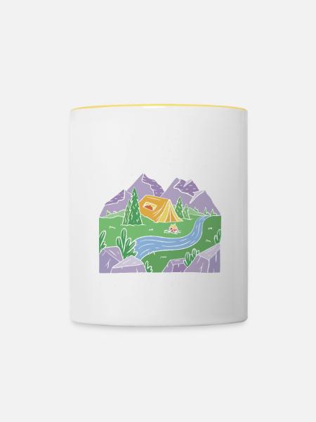 Camping Campfire Camper - Tasse zweifarbig - Weiß/Gelb