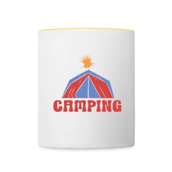Camping Campfire Camper - Tasse zweifarbig - Weiß/Gelb - Vorne