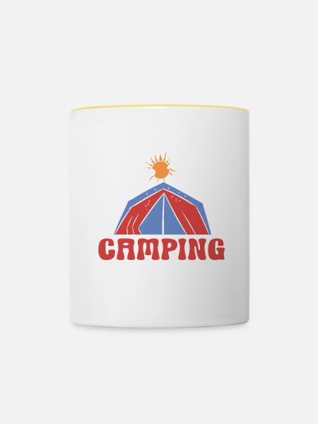 Camping Campfire Camper - Tasse zweifarbig - Weiß/Gelb