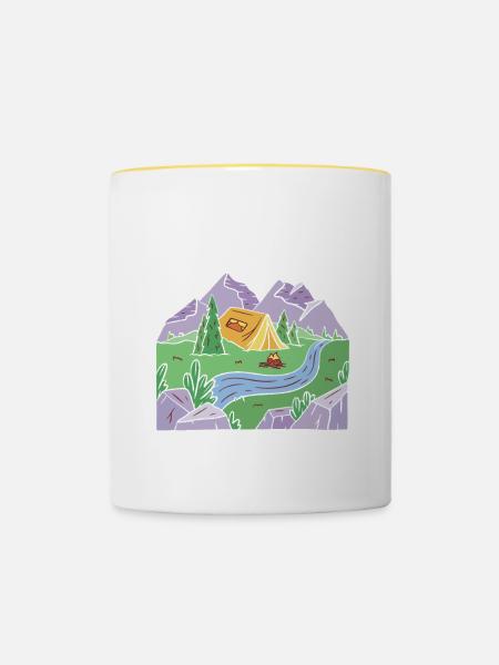 Camping Campfire Camper - Tasse zweifarbig - Weiß/Gelb