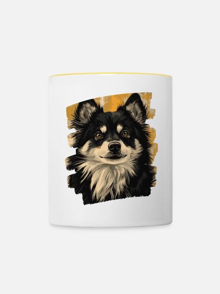 Finnischer Lapphund - Tasse zweifarbig - Weiß/Gelb