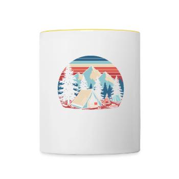 Camping Campfire Camper - Tasse zweifarbig - Weiß/Gelb - Vorne