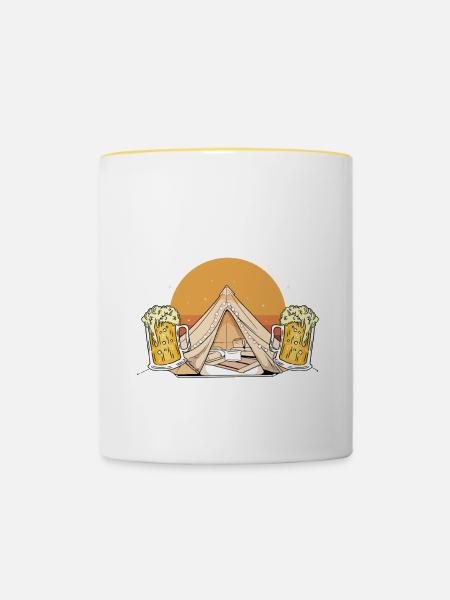 Camping Campfire Camper - Tasse zweifarbig - Weiß/Gelb
