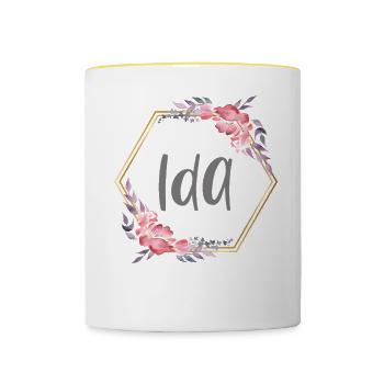 Ida Girl Name Personalized Gift - Contrasting Mug - white/yellow - Front