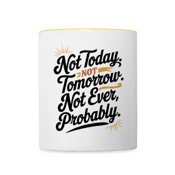 Lazy Funny Sarcastic Retro Procrastination Design - Contrasting Mug - white/yellow - Front