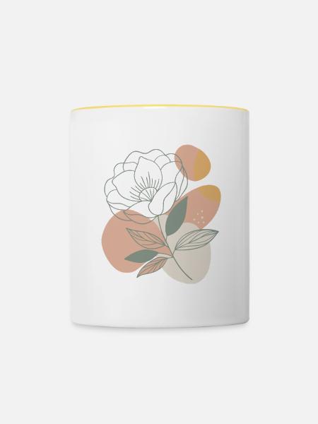 Blumen - Frühling - Sommer - Spruch - Tasse zweifarbig - Weiß/Gelb