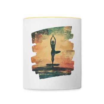 Yoga Namaste Meditation - Tasse zweifarbig - Weiß/Gelb - Vorne