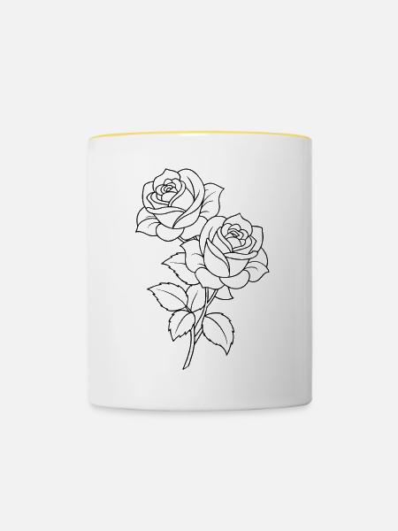 Rosen - Blumen - Blüten - Spruch - Tasse zweifarbig - Weiß/Gelb