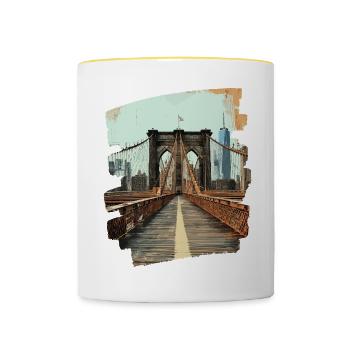 Brooklyn Bridge - Tasse zweifarbig - Weiß/Gelb - Vorne