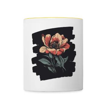 Frühling Frühlingsanfang Blume Blumen - Tasse zweifarbig - Weiß/Gelb - Vorne