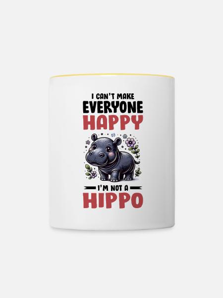 Nilpferd - Tasse zweifarbig - Weiß/Gelb