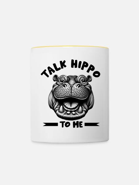 Nilpferd - Tasse zweifarbig - Weiß/Gelb