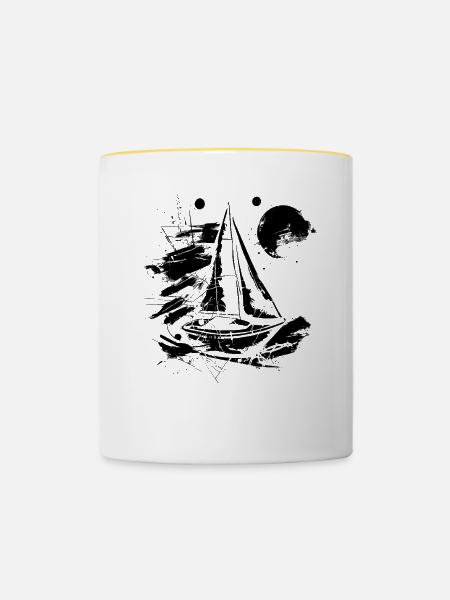 Segeln - Tasse zweifarbig - Weiß/Gelb