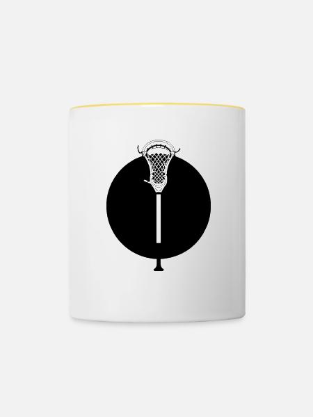 Lacrosse Schläger - Tasse zweifarbig - Weiß/Gelb