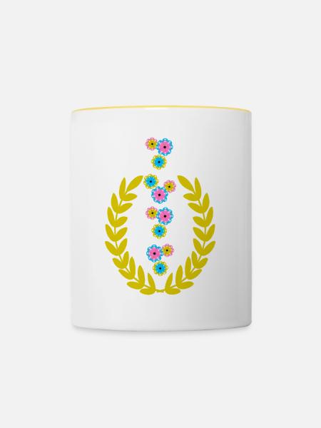 Kreuz Jesus Kreuze - Tasse zweifarbig - Weiß/Gelb
